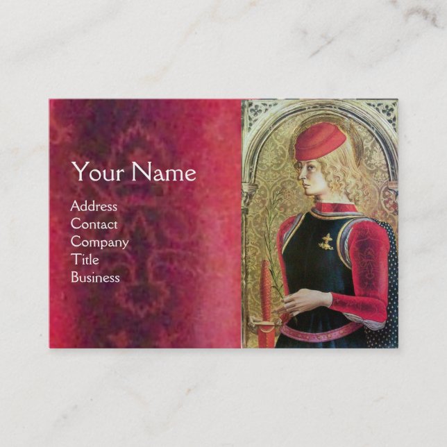 SAINT GEORGE PORTRAIT ,Red,Black,Gold Yellow Business Card (Front)