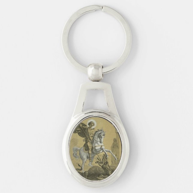 Saint George – Premium "Sunburst Gold" Art Key Ring (Front)