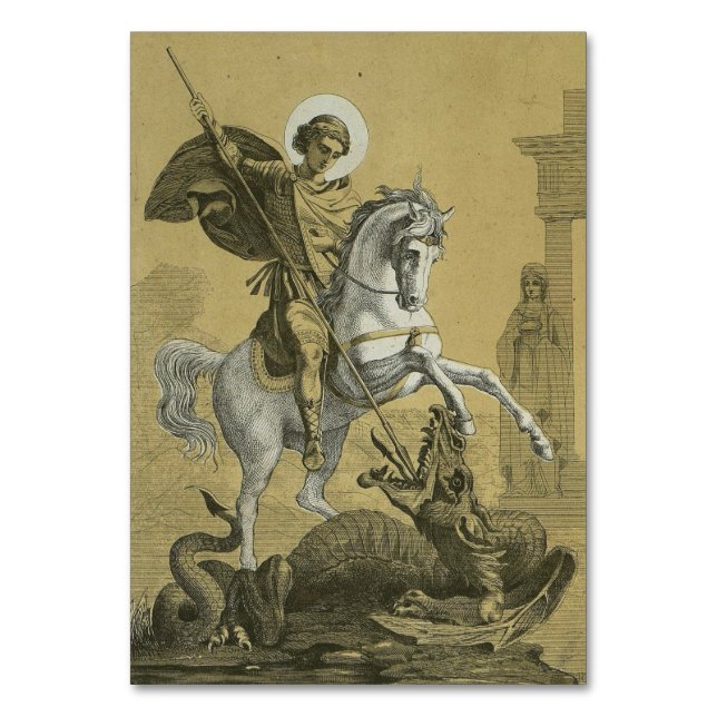 Saint George – Premium "Sunburst Gold" Art Table Number (Front)