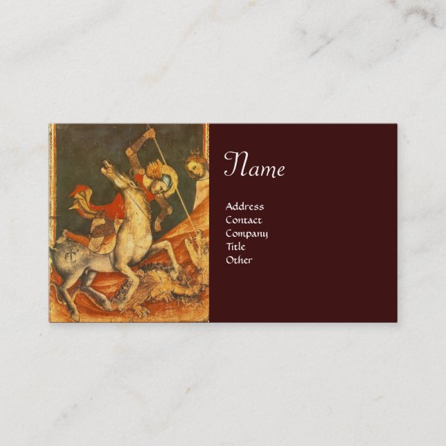 Saint George 's Battle with the Dragon Monogram Business Card (Front)
