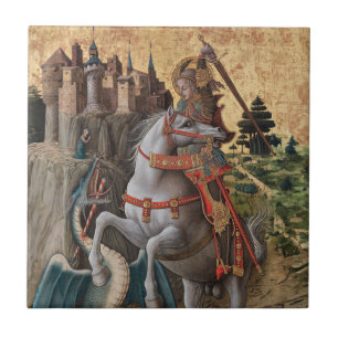 Saint George Slaying Dragon Carlo Crivelli Paintin Ceramic Tile