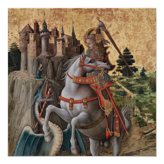 Saint George Slaying Dragon Carlo Crivelli Paintin Poster (Front)