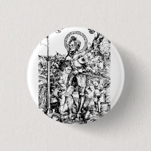 Saint George Standing with Two Angels 3 Cm Round Badge