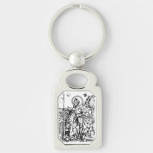 Saint George Standing with Two Angels Key Ring