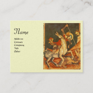 Saint George's Battle & Dragon Monogram Pearl Business Card