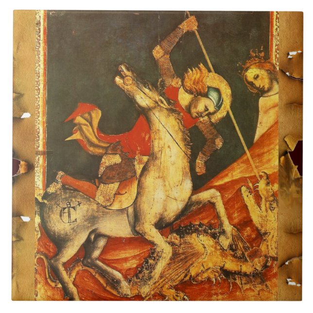 Saint George's Battle with the Dragon Ceramic Tile (Front)