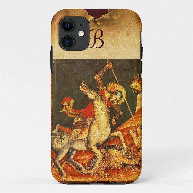 Saint George's Battle with the Dragon Monogram Case-Mate iPhone Case (Back)
