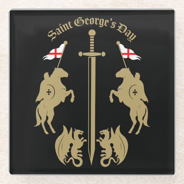 Saint George's Day Glass Coaster (Front)