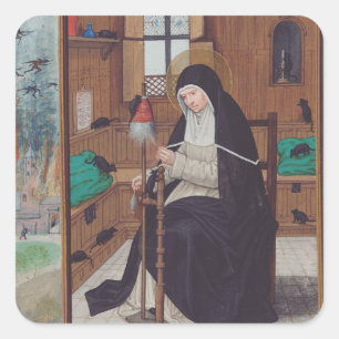 Saint Gertrude of Helfta by Simon Bening Square Sticker