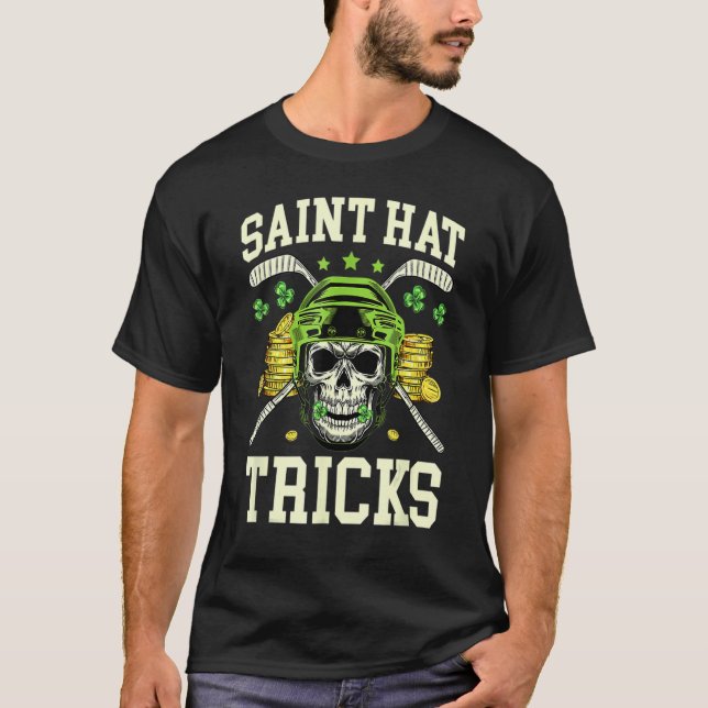 Saint Hat Tricks Hockey Shenanigan Shamrock St Pat T-Shirt (Front)