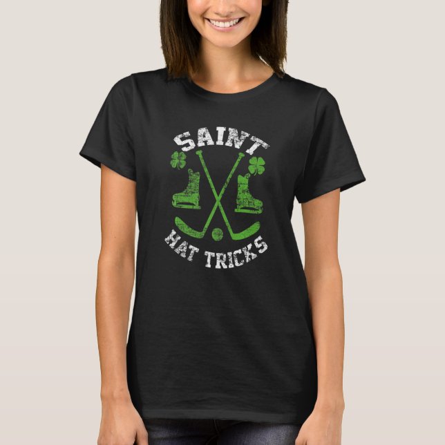 Saint Hattrick st Patrick's Day Hockey Hat Tricks  T-Shirt (Front)