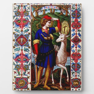Saint Hubert of Liege with the stag Plaque