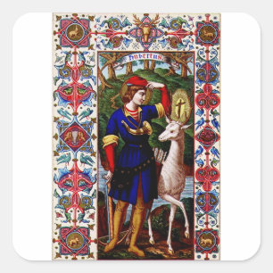 Saint Hubert of Liege with the stag  Square Sticker