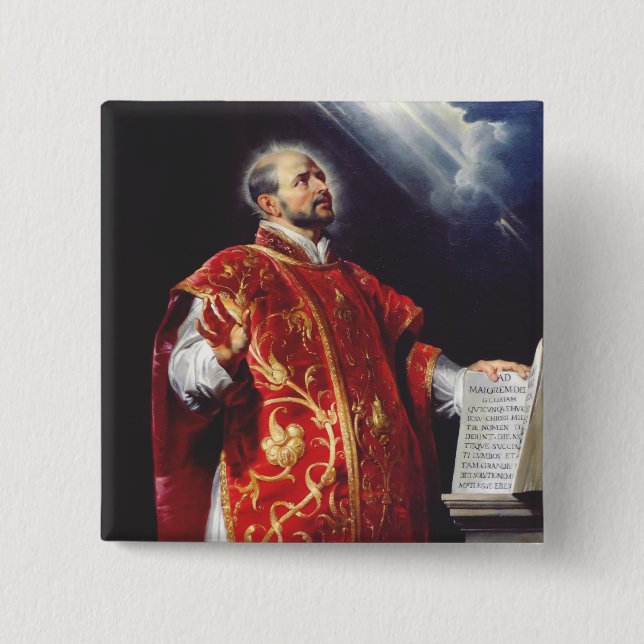 Saint Ignatius of Loyola 15 Cm Square Badge (Front)