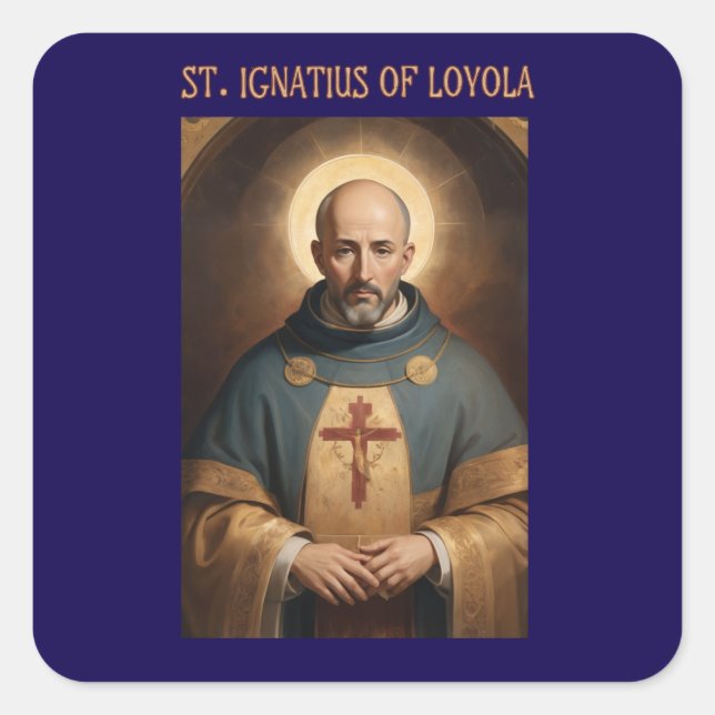 Saint Ignatius of Loyola Catholic Square Sticker (Front)
