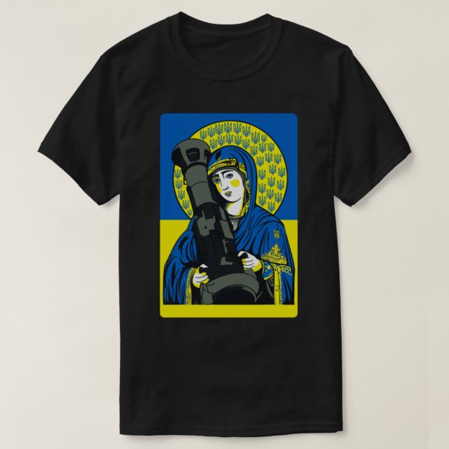 Saint Javelin The Protector Of Ukraine Flag   T-Shirt (Design Front)