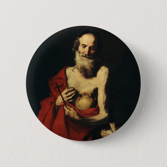 Saint Jerome by Jusepe de Ribera 6 Cm Round Badge (Front)