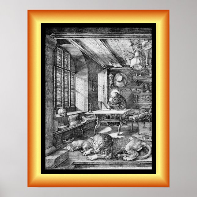 Saint Jerome in His Study ~ Engraving 1521 ~  Poster (Front)