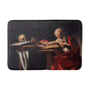 Saint Jerome Writing (by Caravaggio) Bath Mat
