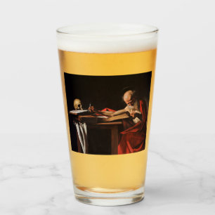 Saint Jerome Writing (by Caravaggio) Glass
