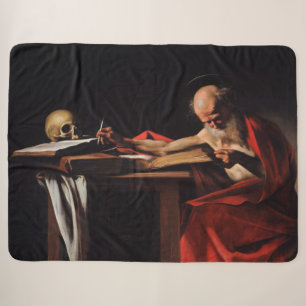 Saint Jerome Writing (by Caravaggio) Sherpa Blanket