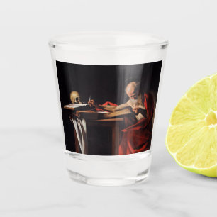 Saint Jerome Writing (by Caravaggio) Shot Glass