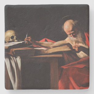Saint Jerome Writing (by Caravaggio) Stone Coaster