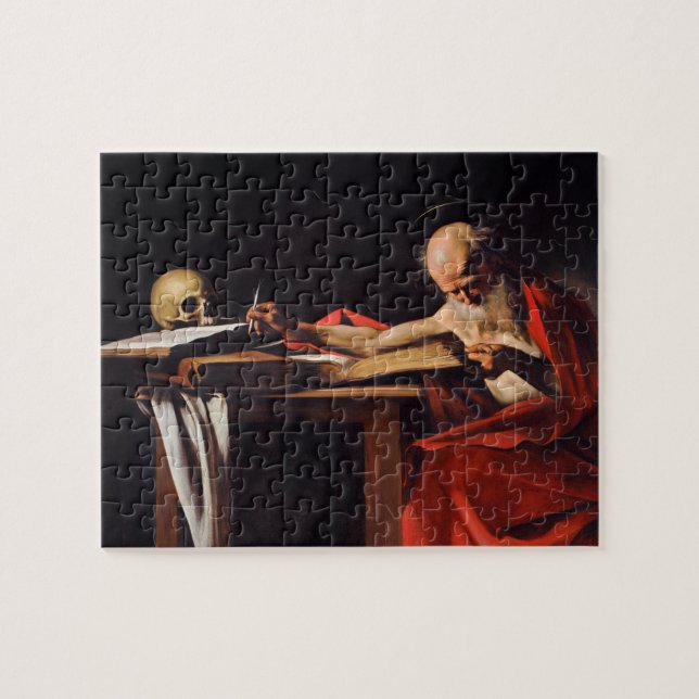 Saint Jerome Writing by Michelangelo Caravaggio Jigsaw Puzzle (Horizontal)