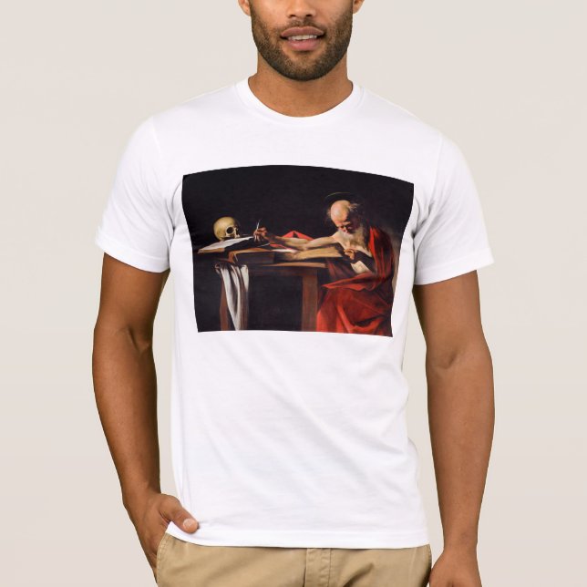Saint Jerome Writing by Michelangelo Caravaggio T-Shirt (Front)