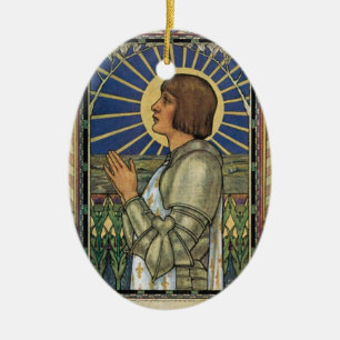Saint Joan of Arc Stained Glass Image Ceramic Ornament