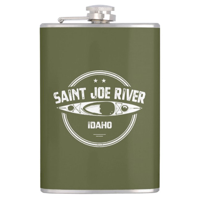 Saint Joe River Idaho Kayaking Hip Flask (Front)