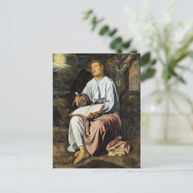 Saint John at Patmos, fine art, Postcard (Standing Front)