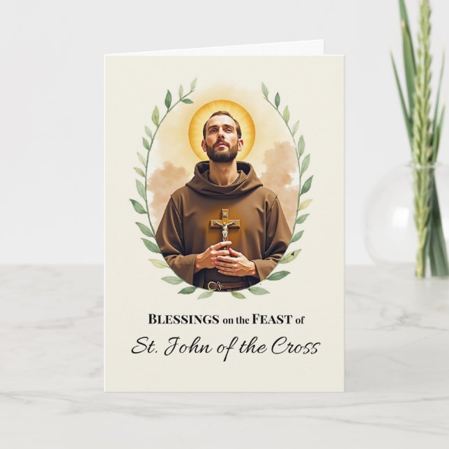 Saint John of the Cross Feast Day Blessings Wreath Card (Front)