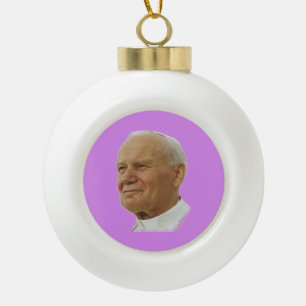 Saint John Paul Ceramic Ball Christmas Ornament