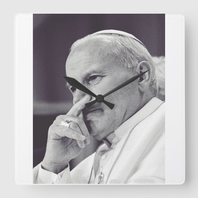 Saint John Paul II The Great Communicator Fine Art Square Wall Clock (Front)