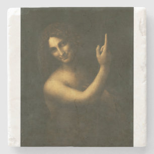 Saint John the Baptist by Leonardo da Vinci Stone Coaster