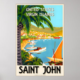 Saint John US Virgin Islands Caribbean Travel Poster