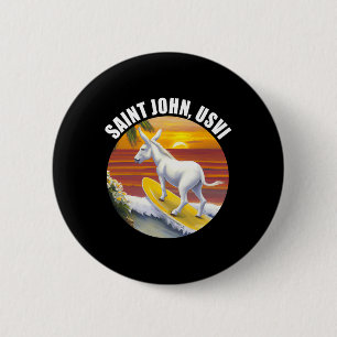 Saint John Usvi Funny Surfing Donkey Us Virgin Isl 6 Cm Round Badge