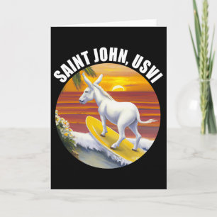 Saint John Usvi Funny Surfing Donkey Us Virgin Isl Card
