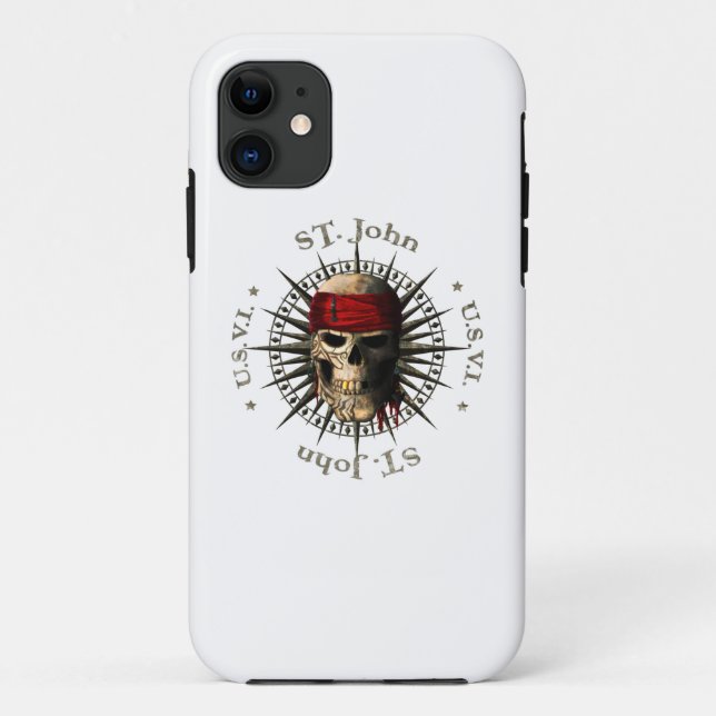 Saint John USVI Pirate Skull Case-Mate iPhone Case (Back)