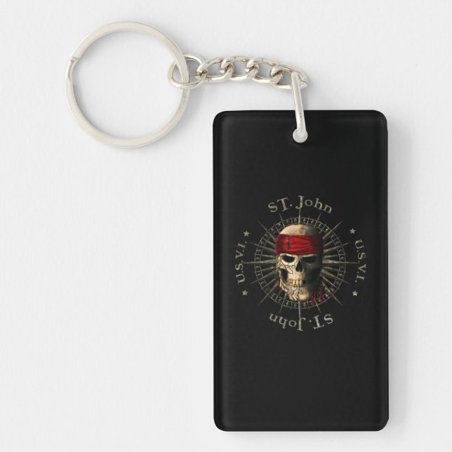 Saint John USVI Pirate Skull Key Ring (Front)