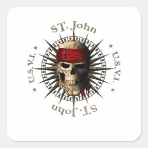 Saint John USVI Pirate Skull Square Sticker