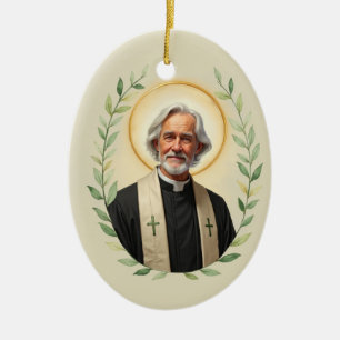 Saint John Vianney God's Peace and Blessings Ceramic Ornament