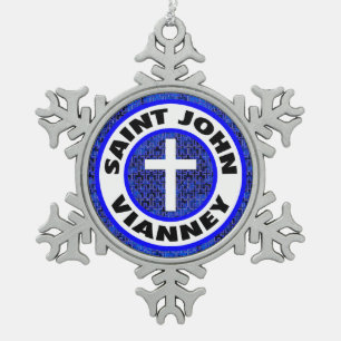 Saint John Vianney Snowflake Pewter Christmas Ornament