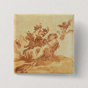 Saint Joseph adoring the Christ Child (pen, ink, b 15 Cm Square Badge