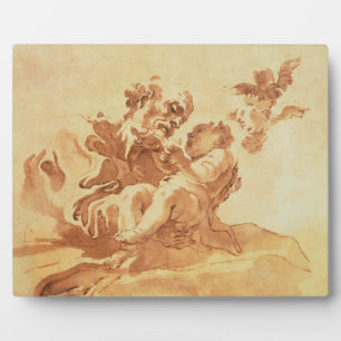 Saint Joseph adoring the Christ Child (pen, ink, b Plaque