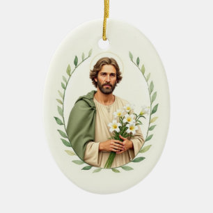 Saint Joseph Catholic Devotional Ceramic Ornament