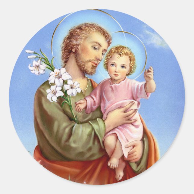 Saint Joseph feast day Classic Round Sticker (Front)