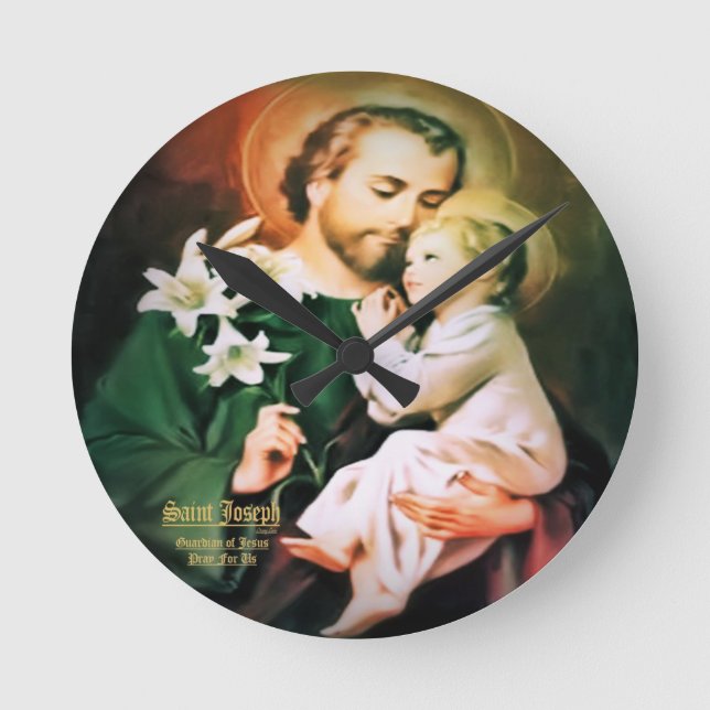 Saint Joseph Guardian of Jesus Round Clock (Front)