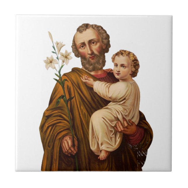 Saint Joseph Guardian of the Holy Family Ceramic Tile (Front)